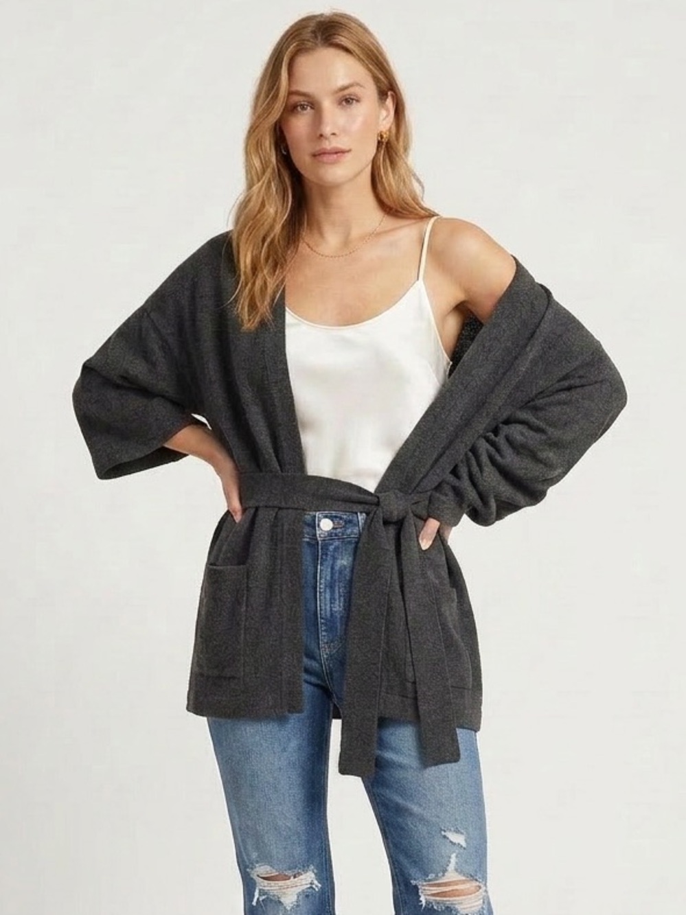 Charcoal Belted Wrap